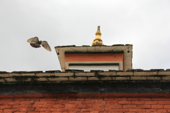 Tower of Jambay Lhakhang, one of 108 temples that the Tibetan King Songtsen Gampo in 659 AD is said to have built in one day to defeat demons residing in the Himalayas.